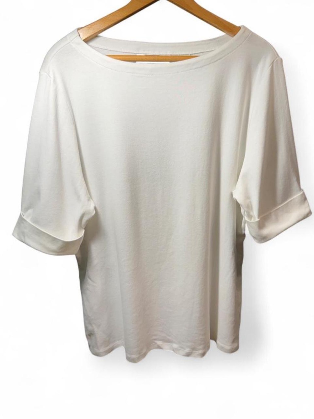 Karen Scott White Short Sleeve Roll-Cuff Tee